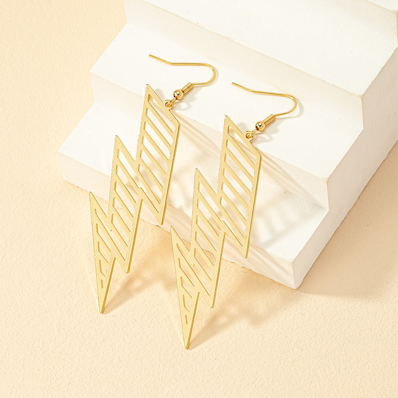 Geometric Lightning Hollow Earrings - Vienna Verve Collection