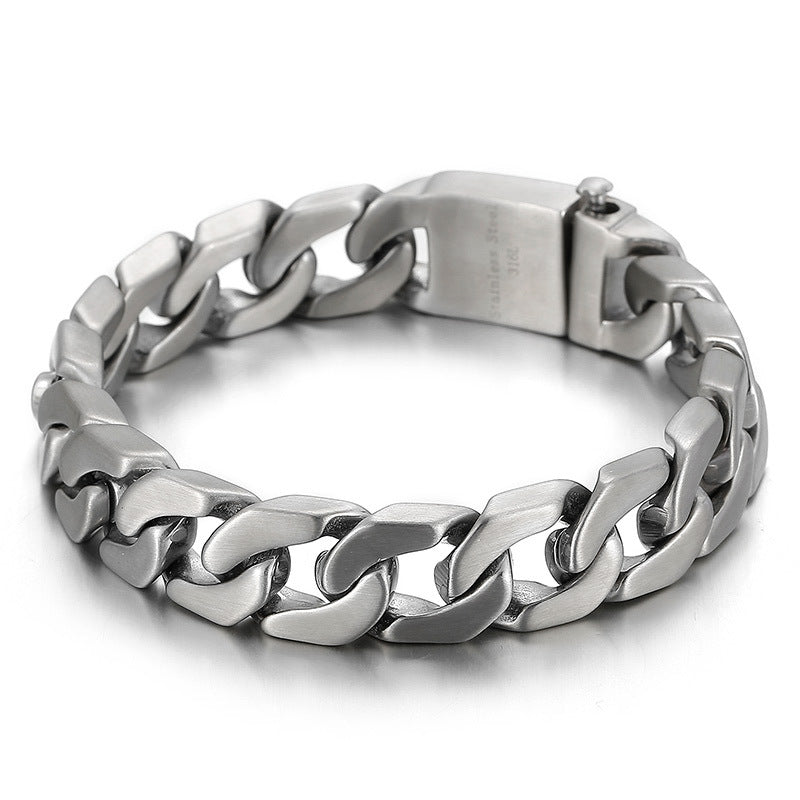 Trendy Men's Titanium Steel Cuban Chain Bracelet - European & American Fashion