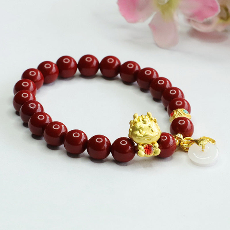 Cinnabar and Jade Dragon Bracelet - Fortune's Favor Collection