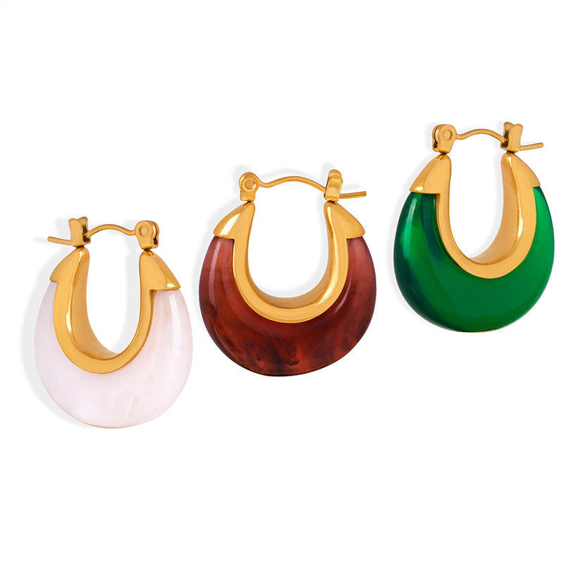 Exaggerated Retro U-Shaped Gold Plated Earrings - Women's Fashion Jewelry