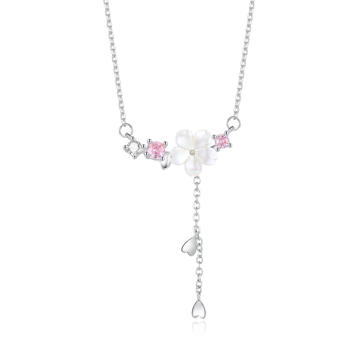 Sterling Silver Shell Pearl Camellia Necklace for Women