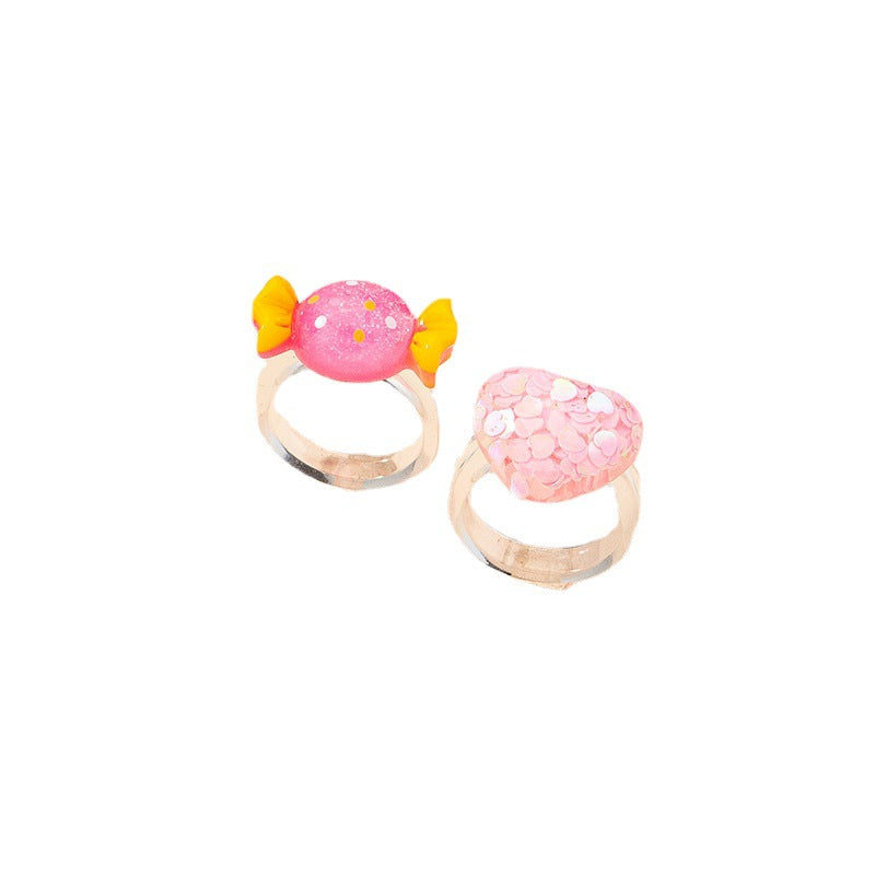 Sweet Mori Heart Candy Ring - Japanese Korean Acrylic Design