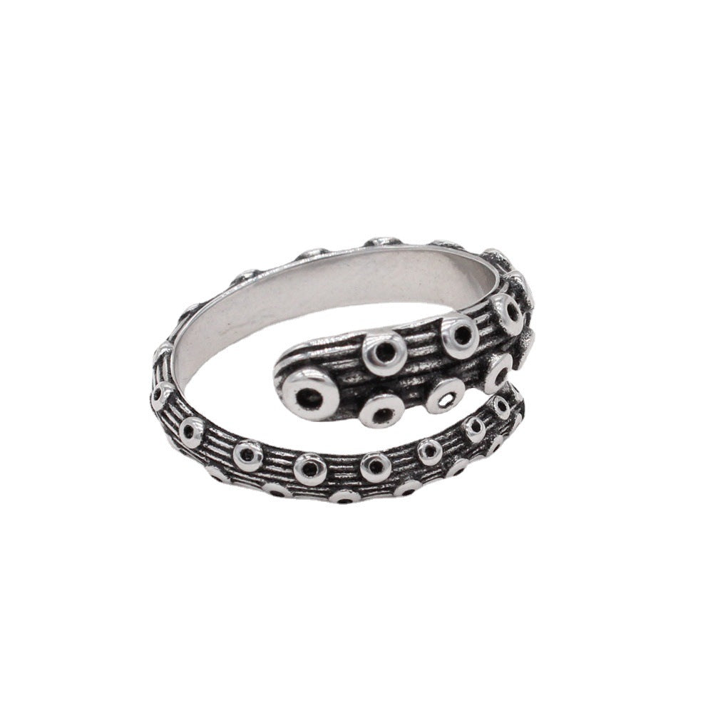 Retro European and American Octopus Design Men's Titanium Steel Ring