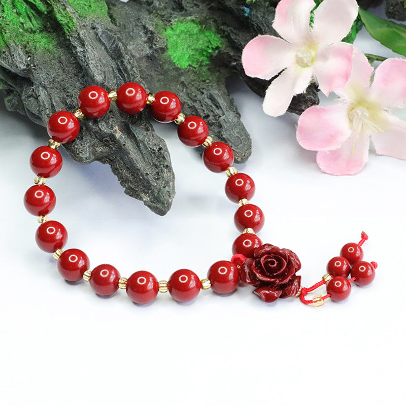 Fortune's Favor Sterling Silver Cinnabar Stone Bracelet