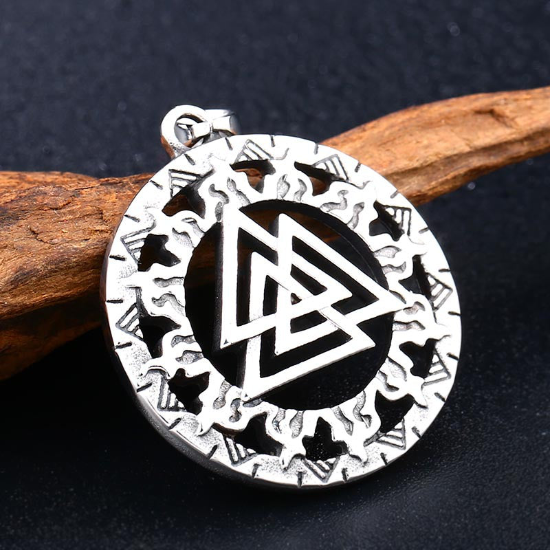 Nordic Viking-Inspired Triangular Titanium Steel Pendant Necklace for Men