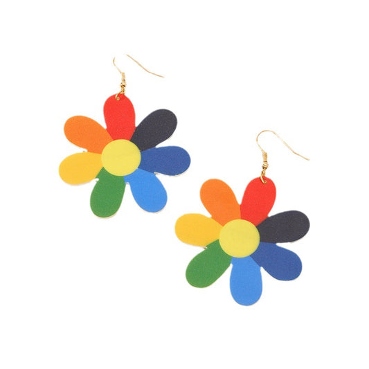 European and American Acrylic Printed Flower Earrings - Vienna Verve Collection