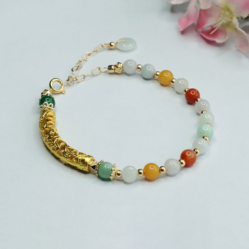 Colorful Jade Bead Bracelet for Fortune and Luck