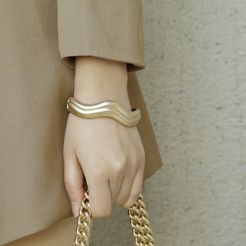 Wave Pattern Zinc Alloy Bracelet - Vienna Verve Collection