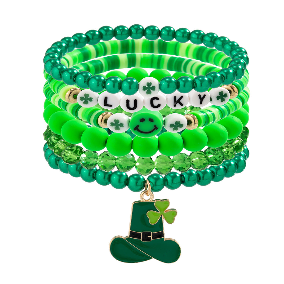 European and American Festival Gifts, Lucky Clover Letter Bracelet, Elegant Green Beaded Beer Festival Jewelry