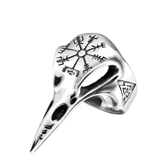 Vintage Viking-Inspired Titanium Steel Ring for Men - Unique Crow's Mouth Design in Stainless Steel