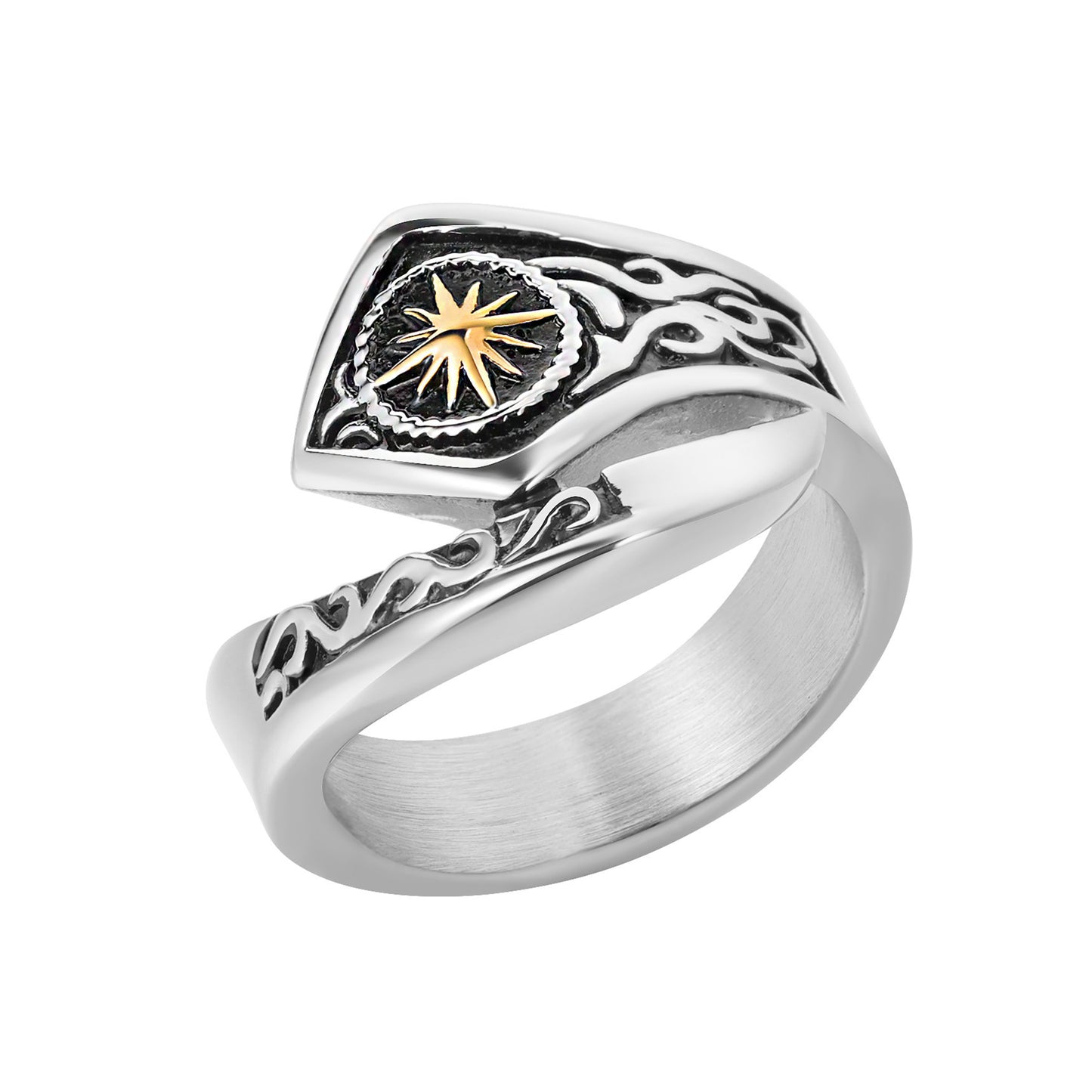 Sun God Relief Titanium Steel Ring for Men