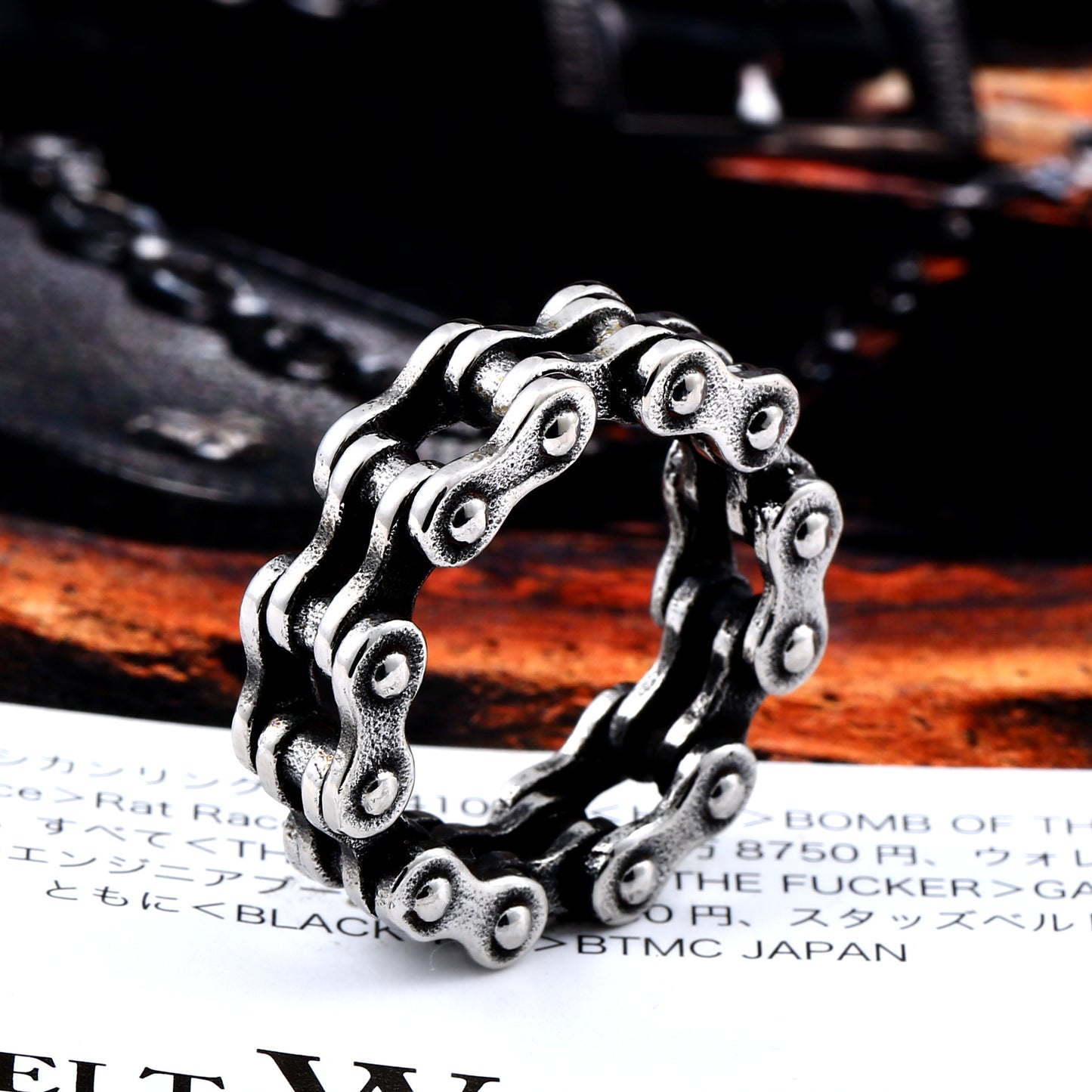 Retro-Inspired Stainless Steel Chain Ring for Men - Trendy European and American Hollow Titanium Jewelry