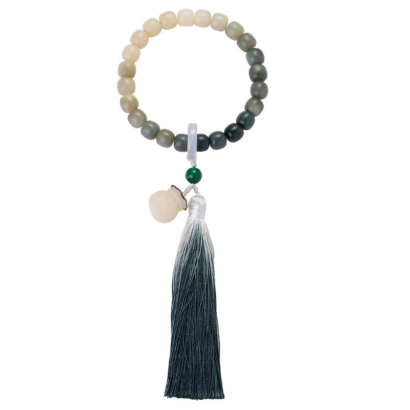 Fortune's Favor Sterling Silver Jade Bracelet with Soft Tassel Art Play