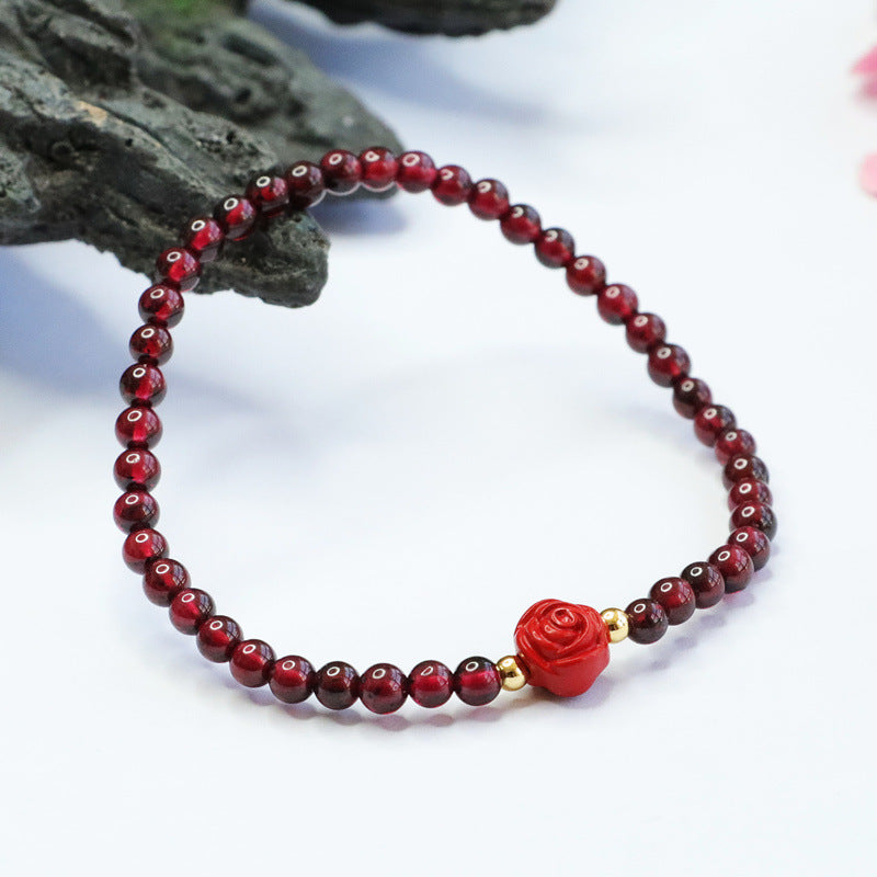 Vermilion Sand and Garnet Sterling Silver Bracelet