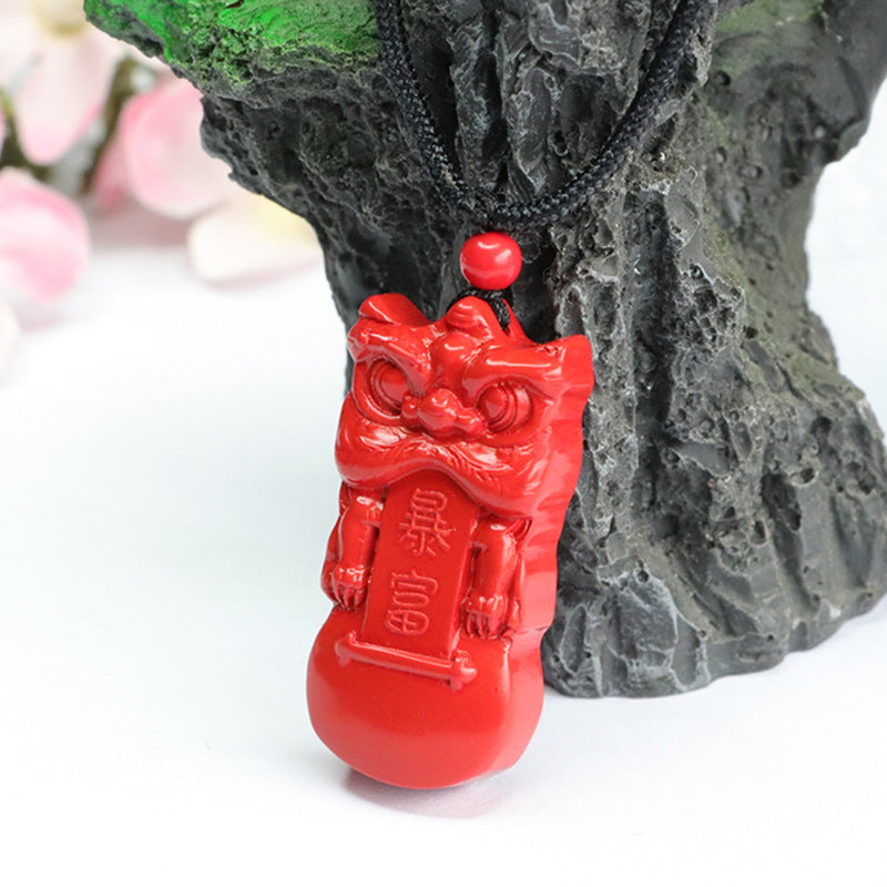 Vermilion Sand Pendant, Red Sand Awakening Lion, Rich and Rich Pendant