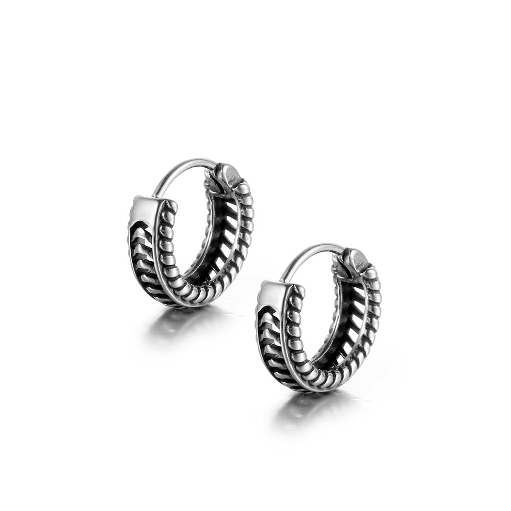 Retro-Inspired Titanium Steel Tire Earrings for Women - Stylish and Personalized Fashion Accessory