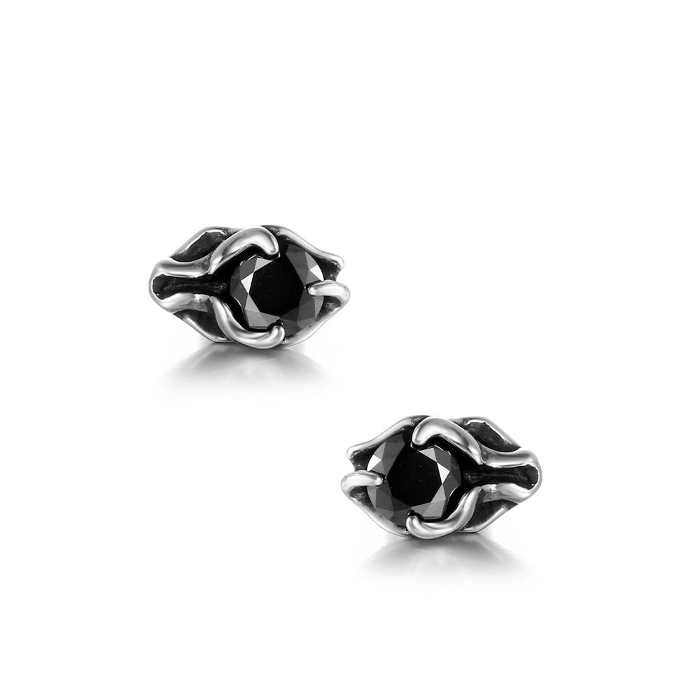 Customizable Titanium Steel Hip-Hop Zircon Stud Earrings for Women