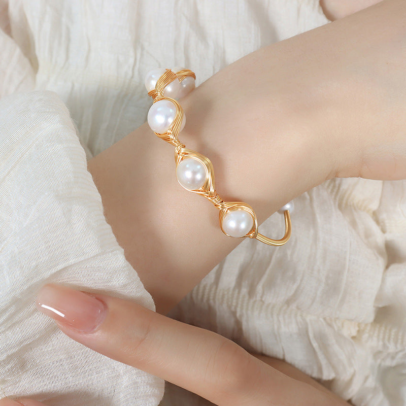 Baroque Freshwater Pearl Soft Line Bracelet with Brass Accents - DIY Handcrafted Women's Jewelry