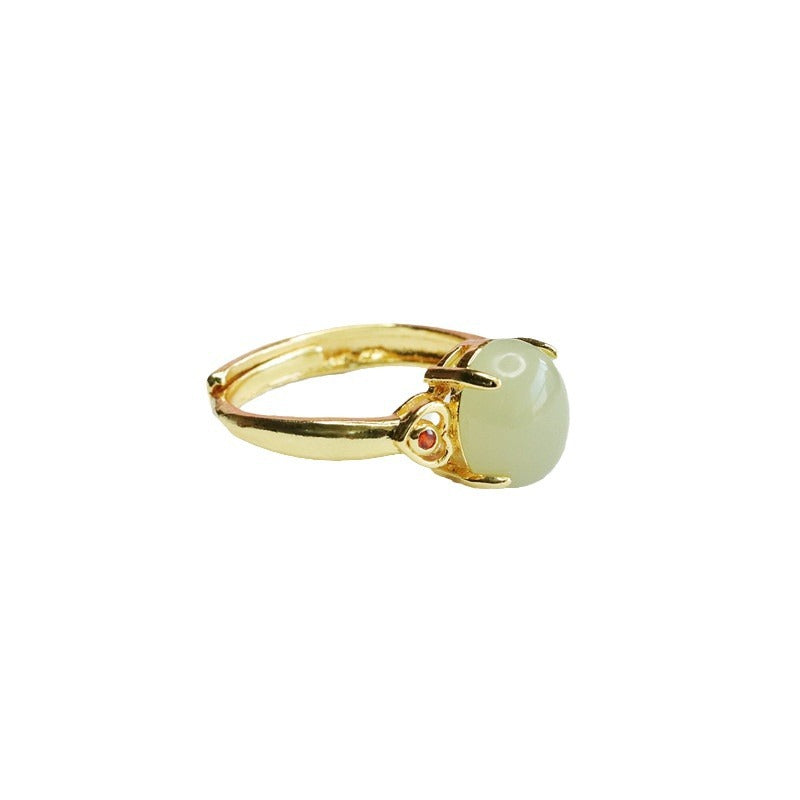 Fortune's Favor Hetian Jade Love Ring in Sterling Silver