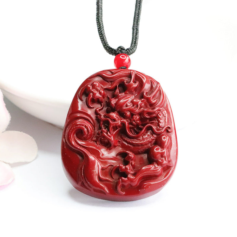 Cinnabar dragon Pendant Purple Gold Sand Carving Dragon Pendant