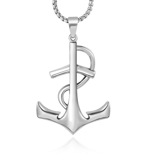 Personalized Titanium Steel Men's Pendant Necklace with Music Note and Caribbean Anchor Design