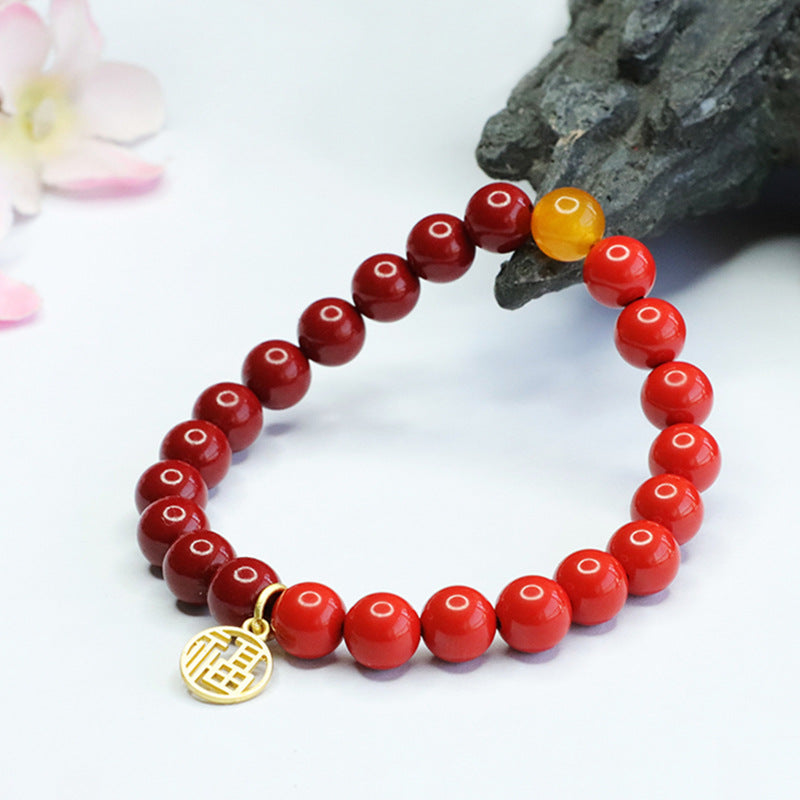 National Style Cinnabar and Sterling Silver Bracelet - Fortune's Favor Collection