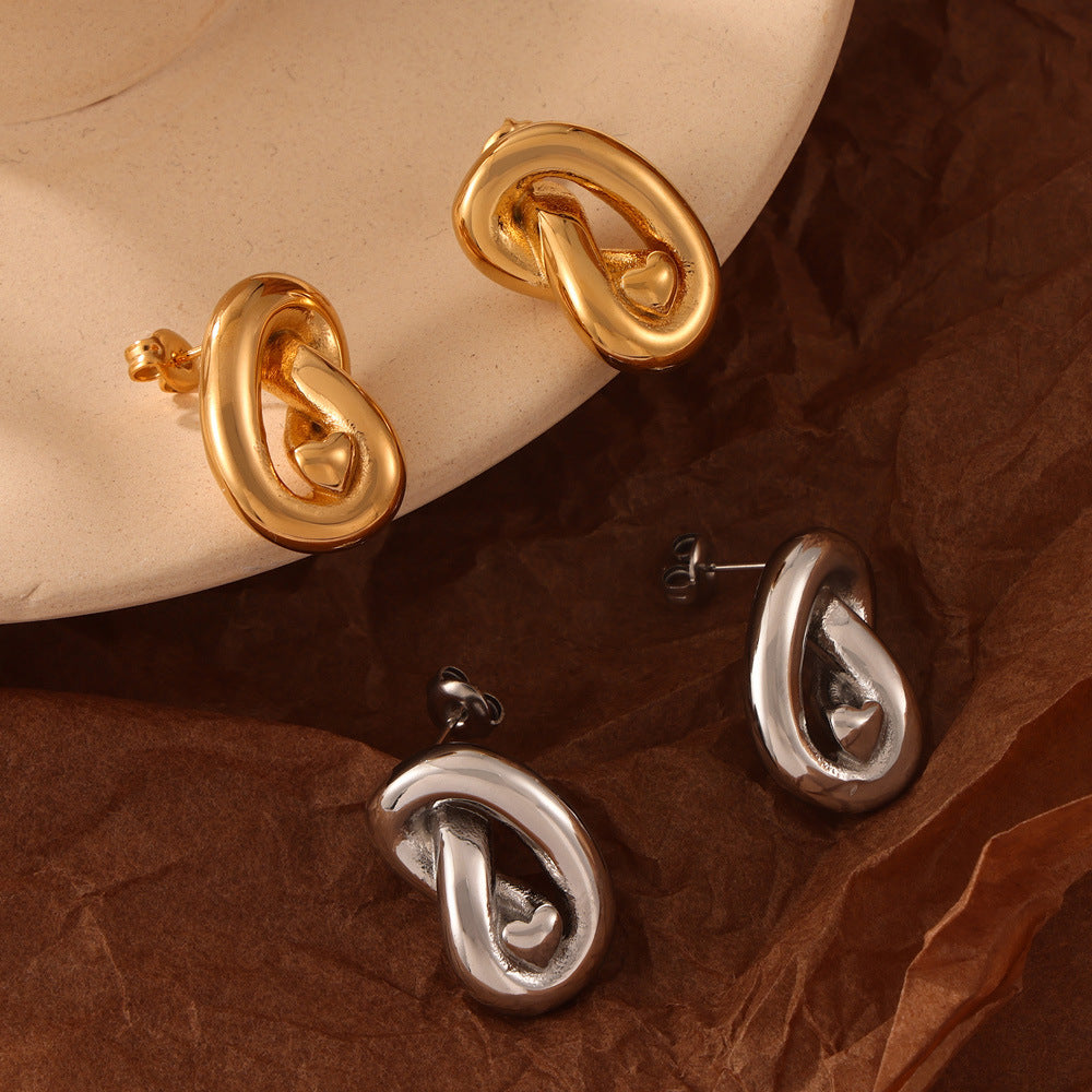 Elegant Gold Plated Titanium Steel Hollow Earrings with Geometric Design