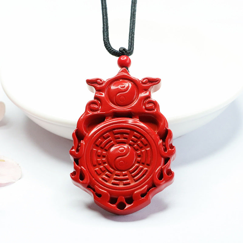 Flaming Red Sand Cinnabar Bagua Pendant