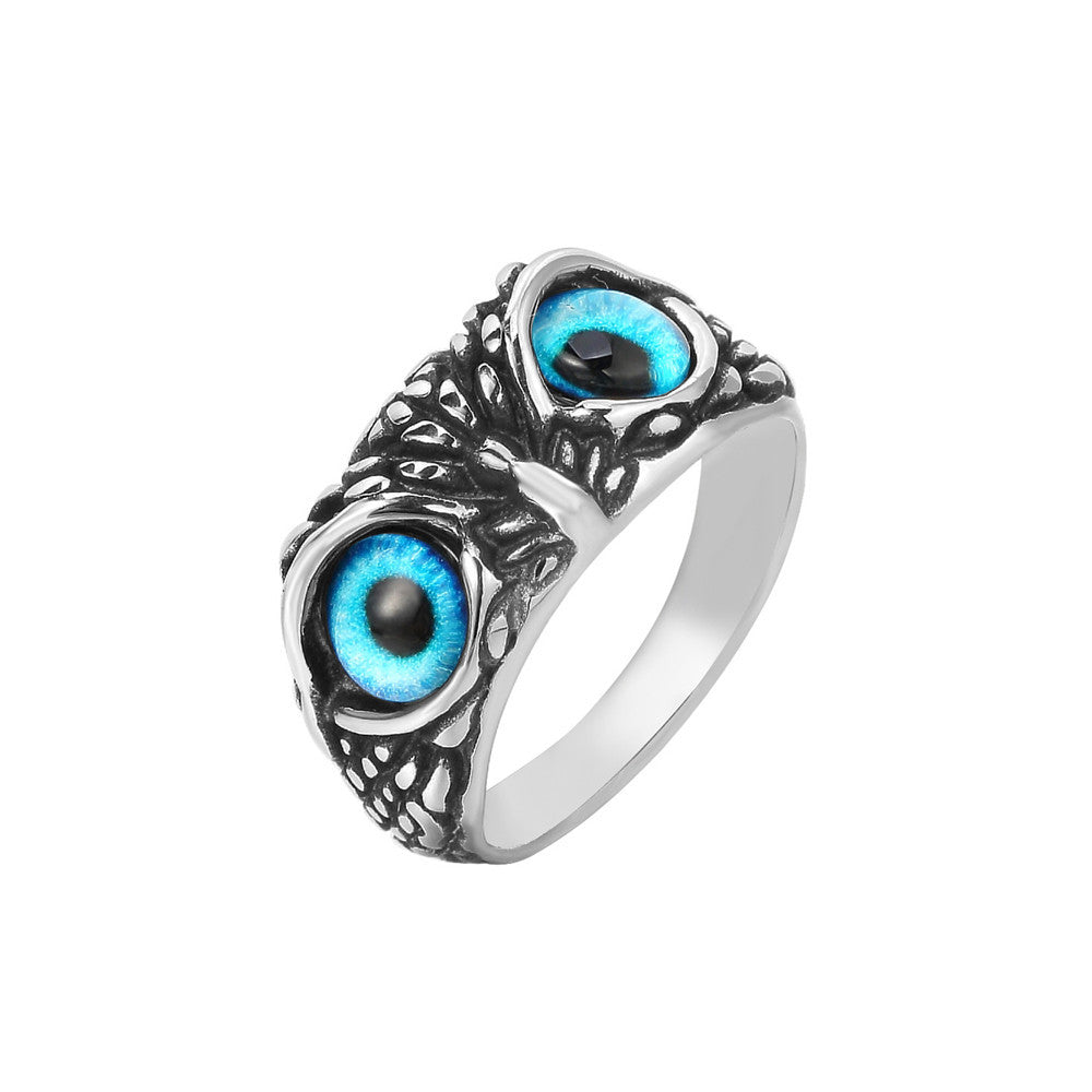 Personality Vintage Halloween Owl Titanium Steel Ring for Men