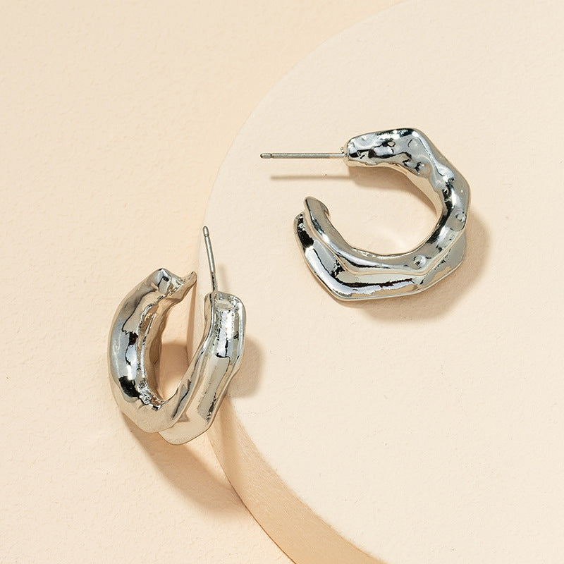 Fashionable C-shaped Alloy Earrings in Retro Style - Vienna Verve Collection by Planderful