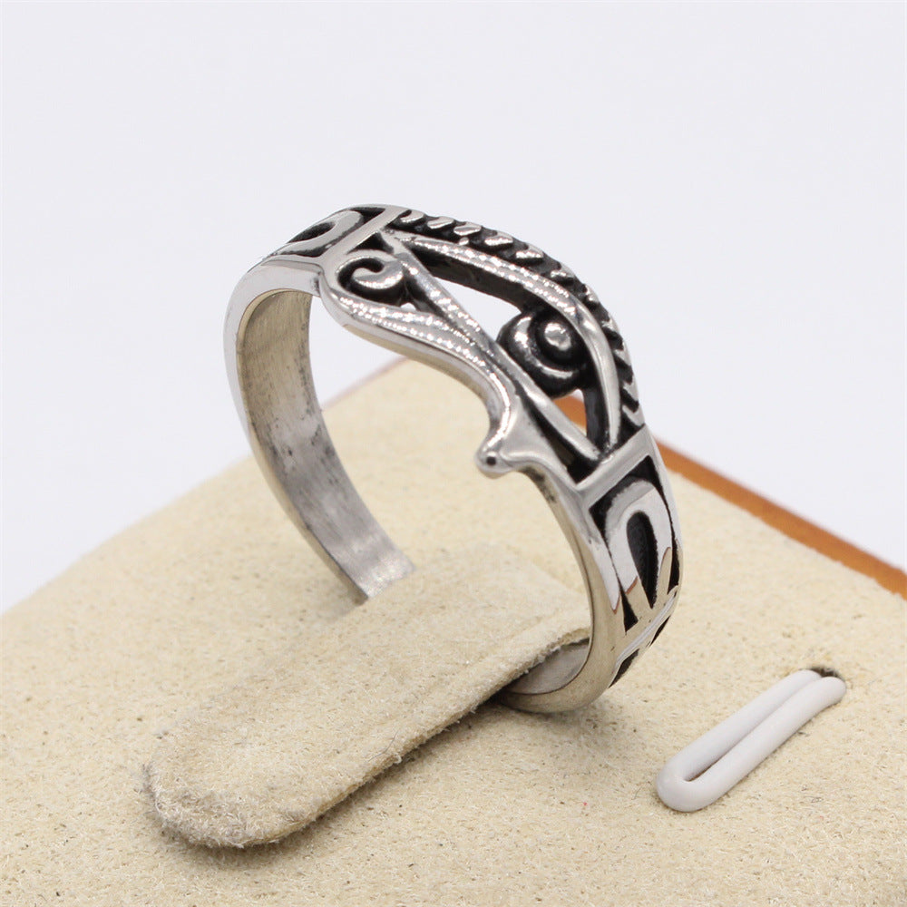 Retro Horus Eye Titanium Steel Men's Ring