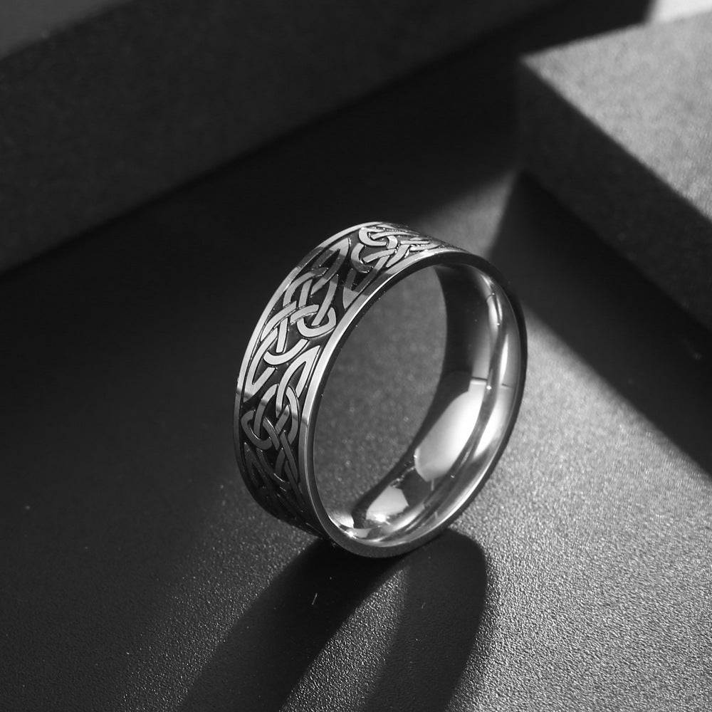 Nordic-Inspired Titanium Steel Men's Hip-Hop Ring - Customizable Fashion Jewelry