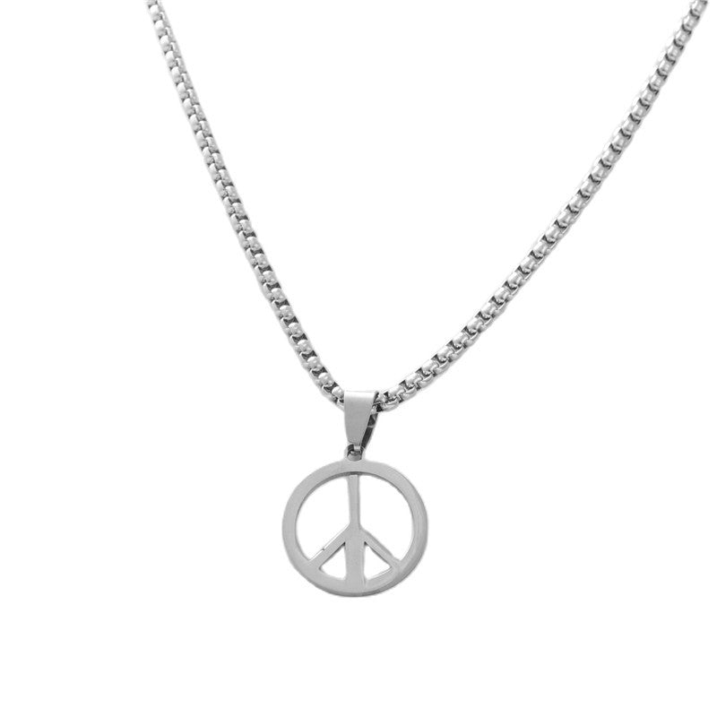 Personalized Retro Titanium Steel Hollow Round Pendant Necklace for Men