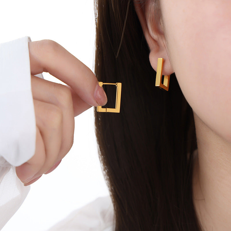 Geometry-inspired Titanium Gold-Plated Earrings with a Modern Twist