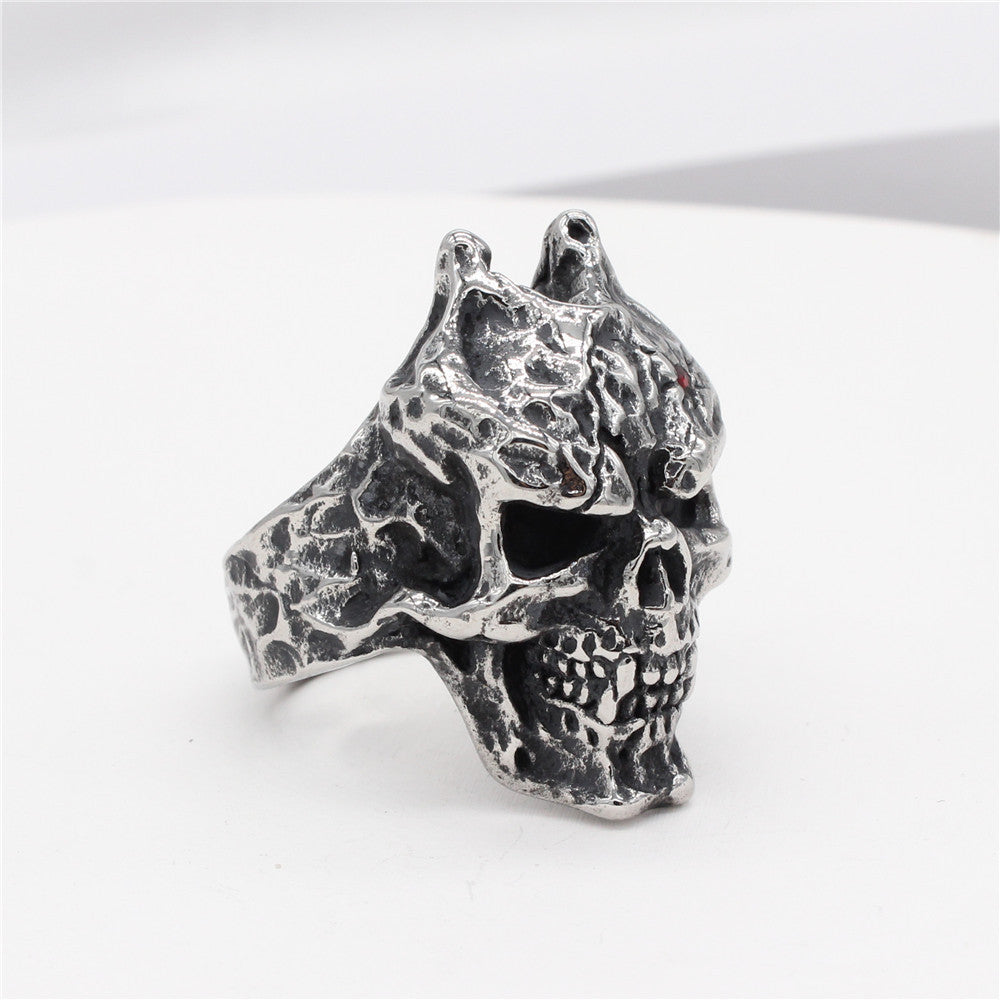 Halloween Batman Demon Skull Titanium Steel Ring for Men