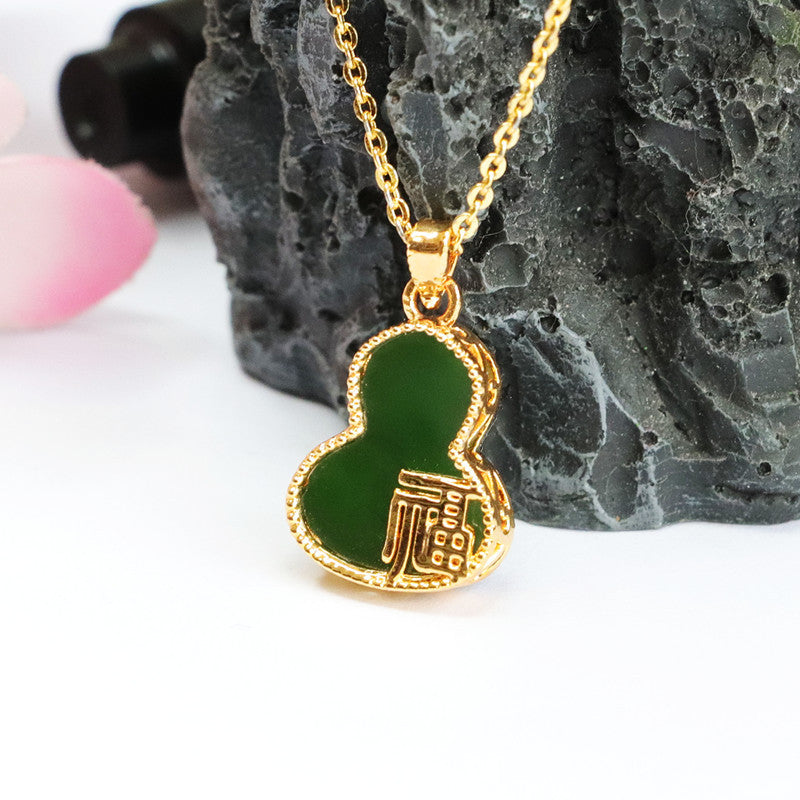 Blessed Hetian Gourd Jasper Jade Necklace