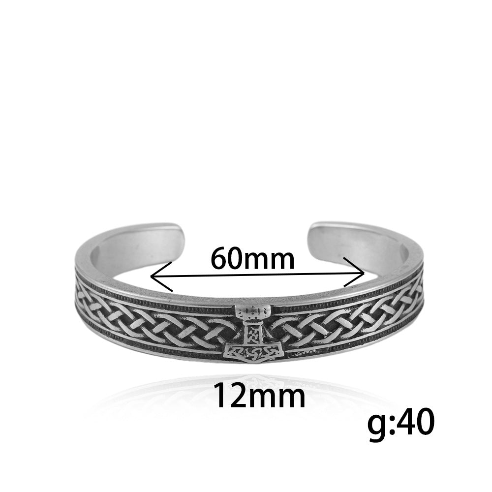 Trendy Titanium Steel Woven Open Bracelet for Men - Fashionable Raytheon Hammer Design