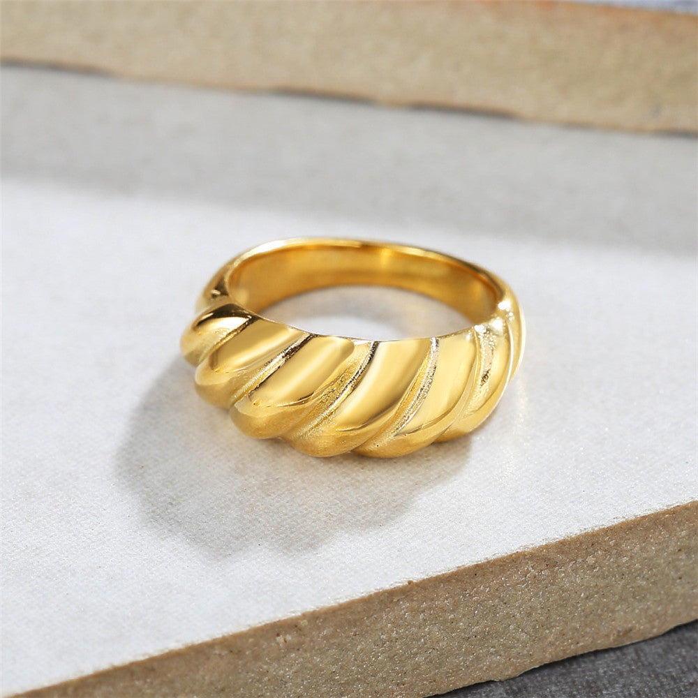 Chic Titanium Steel Cold Shell Bread Ring for Women