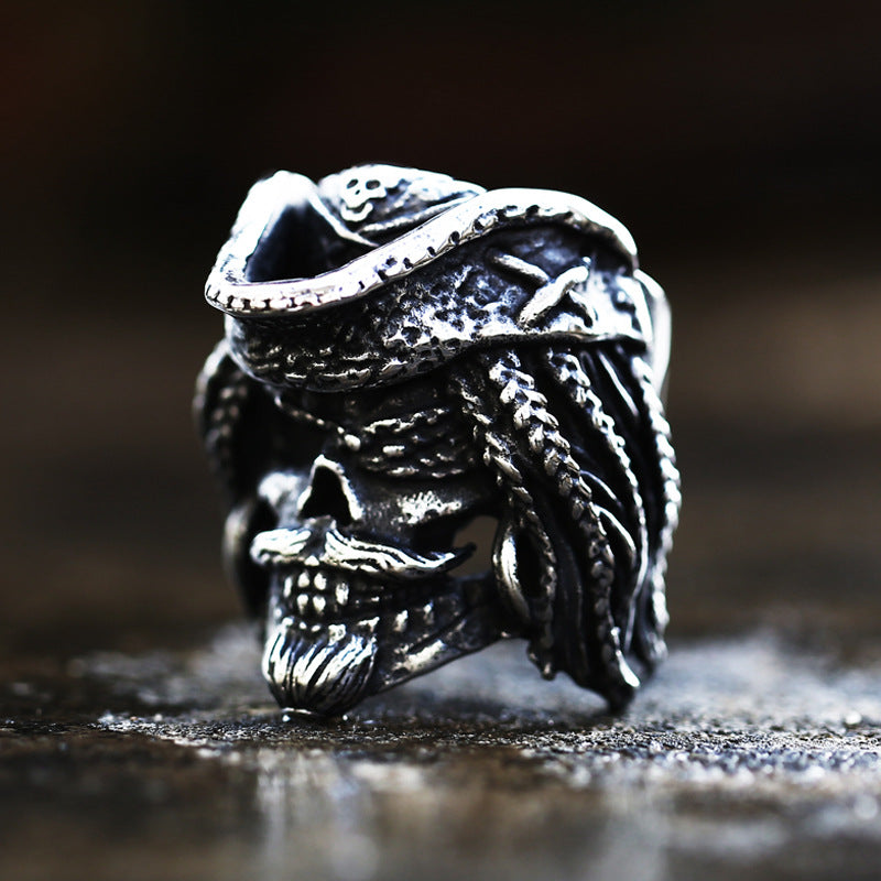 Stainless Steel Nordic Pirate Skull Ring for Men - Wholesale Titanium Steel Jewelry