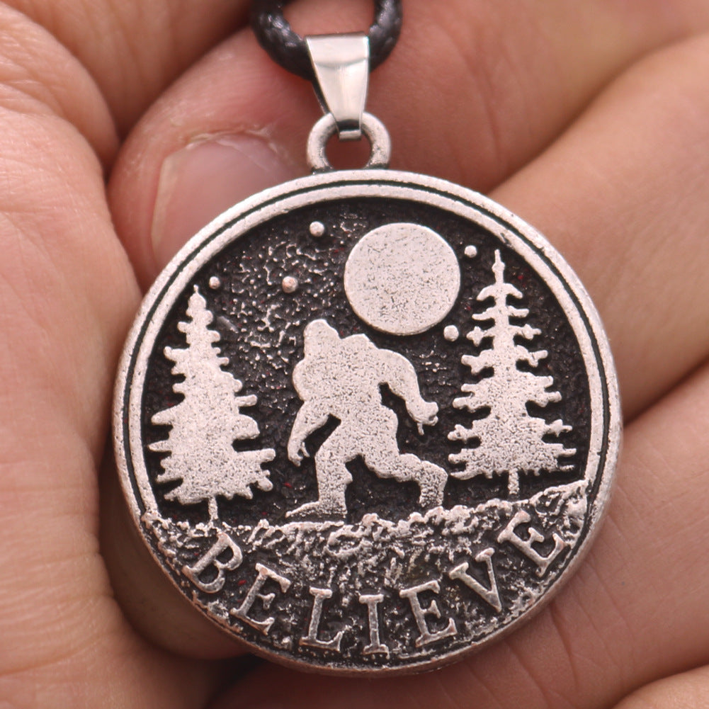 Bigfoot Monster Wilderness Adventure Alloy Necklace for Men