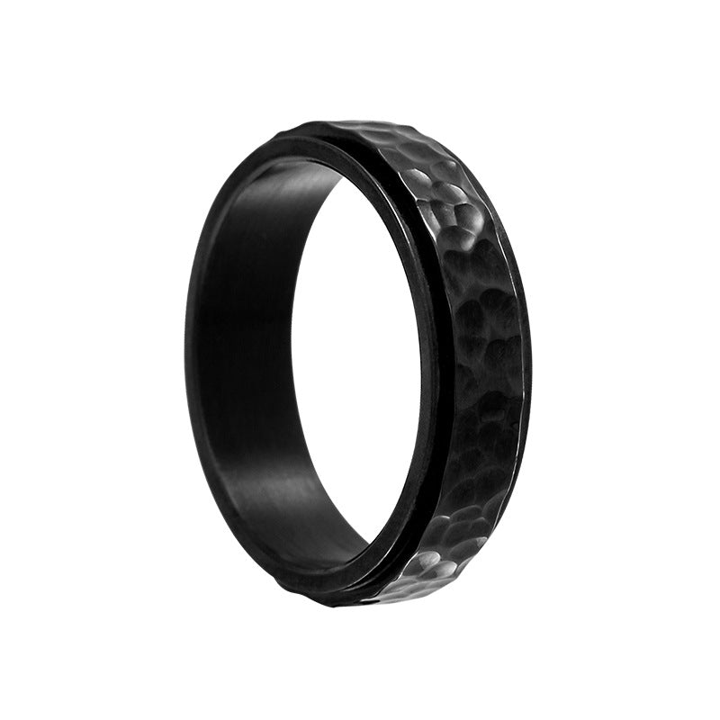 Titanium Steel Rotating Moon Pit Decompression Ring for Men