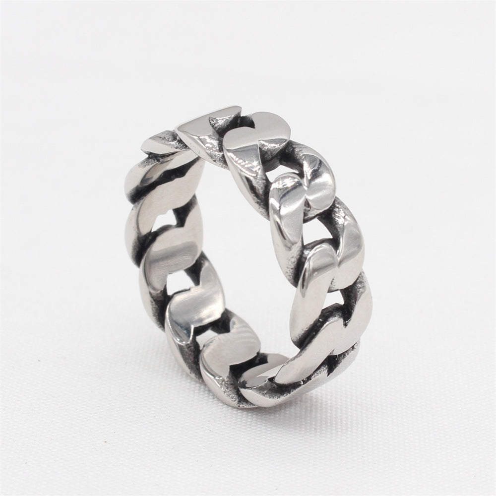 Personalized Retro Titanium Steel Chain Ring for Men - European and American Style