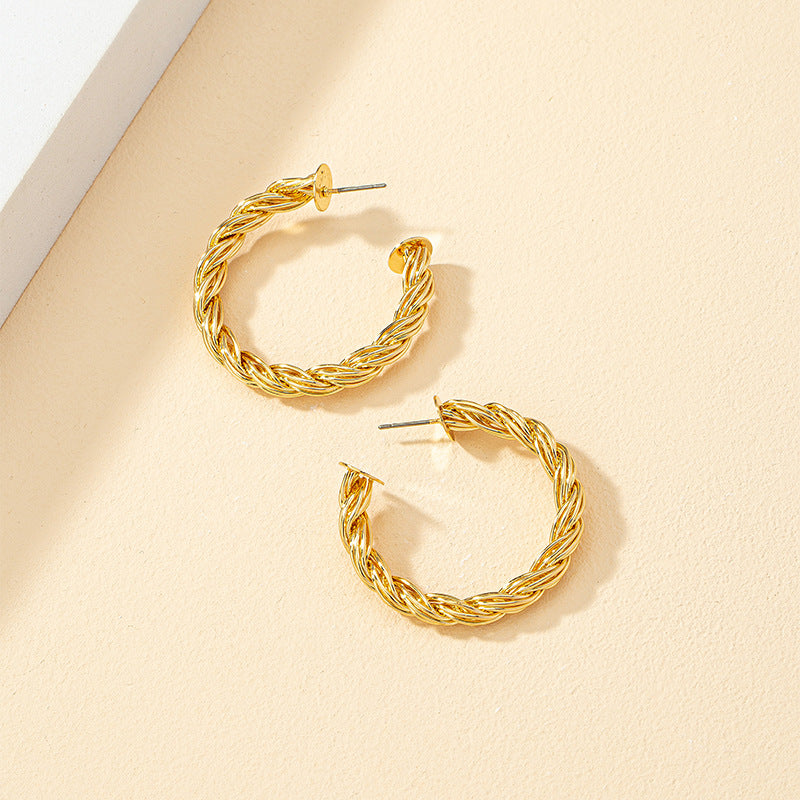 Golden C-Shaped Vienna Verve Earrings by Planderful