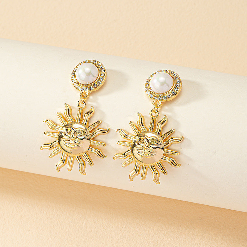 Sunflower Pearl Retro Earrings - Vienna Verve Collection