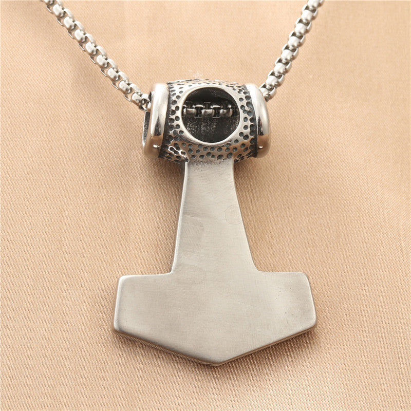 Titanium Steel Personalized Viking Raytheon Hammer Pendant Necklace for Trendy Men