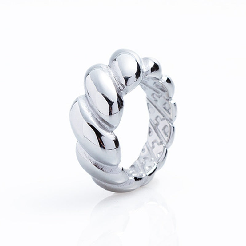 Titanium Steel Lover's Ring with Fried Dough Twists Design - European & American Style