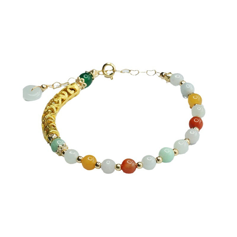 Colorful Jade Bead Bracelet for Fortune and Luck