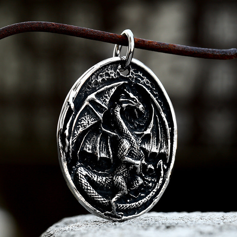 Vintage-Inspired Titanium Steel Dragon Pendant for Men – Cross-Border Retro Jewelry