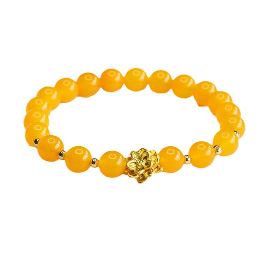 Golden Lotus Chalcedony Bracelet - Sterling Silver Female Jewelry