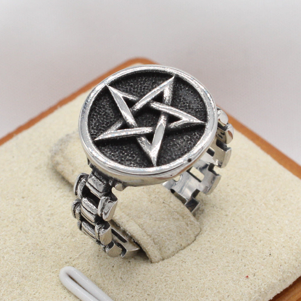 Retro Five-pointed Star Titanium Ring for Men